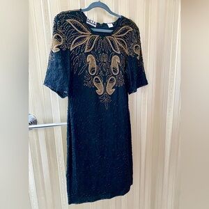 Vintage Elegant Black and Gold Dress